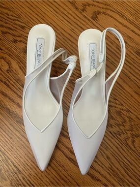 New Tony Bianco Breeze Slingback White Nylon Heel